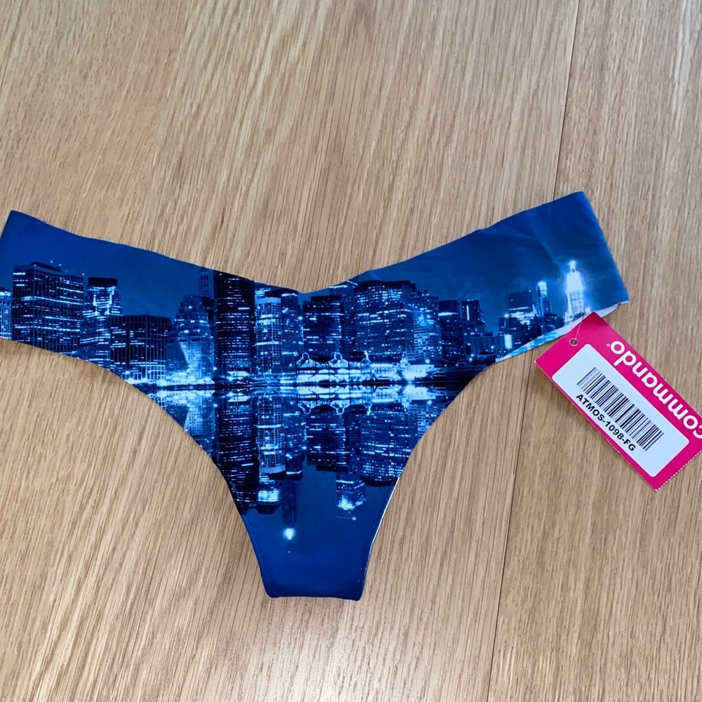 Commando NYC‎ Skyline Thong Panty Blue Cityscape Print XS S